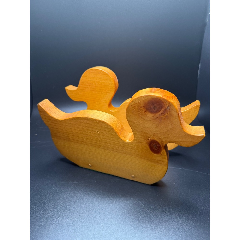 Vintage Wooden Duck Napkin Holder Rustic Farmhouse‎ Kitchen Table Decor Brown
